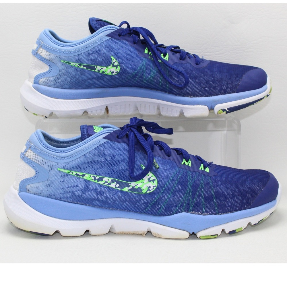 Nike Flex Supreme TR 4 Blue Lime Green Camo Training Shoes 819027-402 Womens 8.5